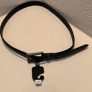 Gucci Women's M/L Black Leather Belt Square Embellished Buckle Contemporary New